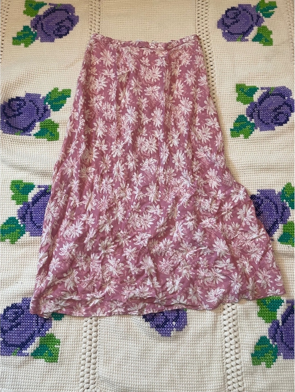 Newport News y2k 90’s maxi fairycore boho prarie Pink floral skirt 16 teacher